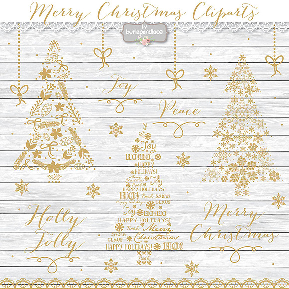 Vector christmas tree cliparts in Illustrations - product preview 1