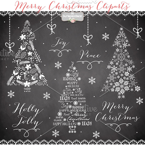 Vector christmas tree cliparts in Illustrations - product preview 2
