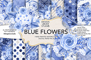 Watercolor BLUE FLOWERS DP pack