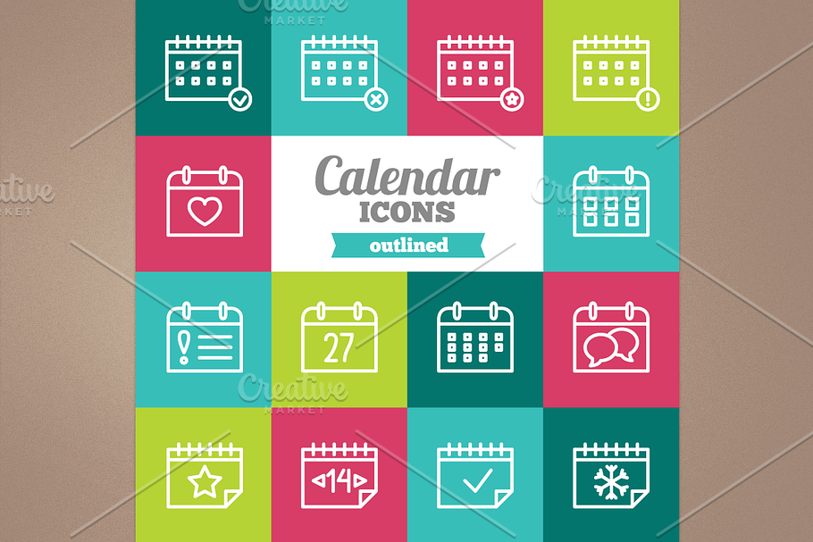 Outlined calendar icons in Calendar Icons - product preview 8