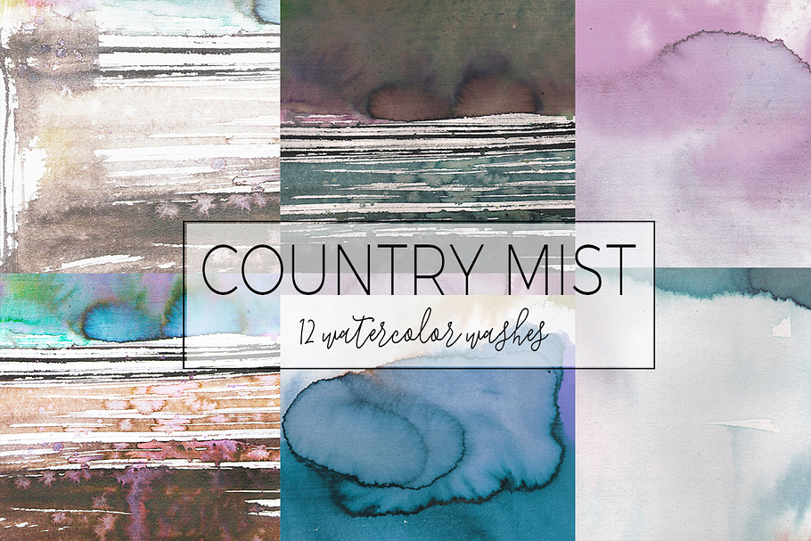 Country Mist -12 watercolor washes in Textures - product preview 8