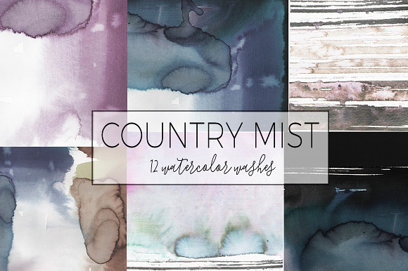 Country Mist -12 watercolor washes in Textures - product preview 1