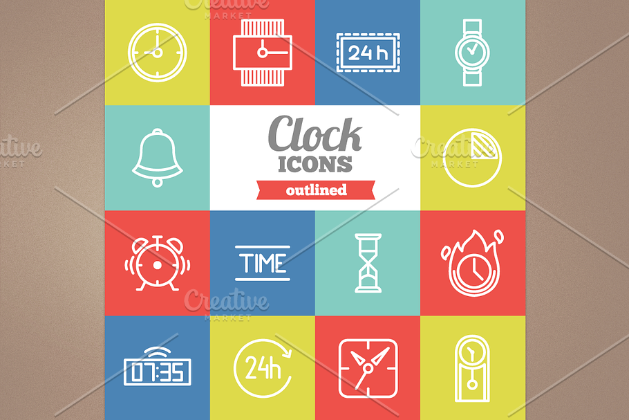 Outlined clock icons