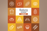 Outlined bakery icons