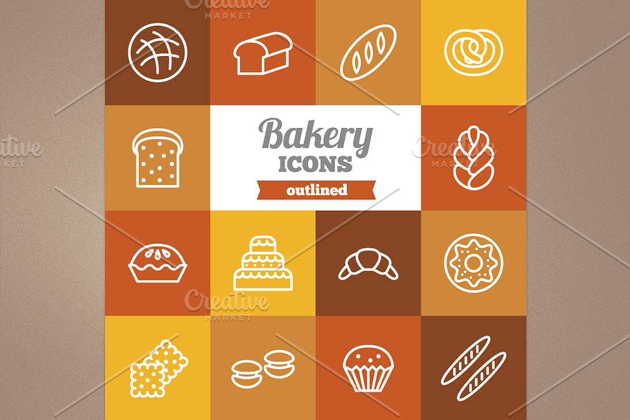Outlined bakery icons in Graphics - product preview 8