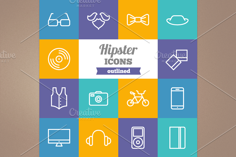 Outline hipster icons in Hipster Icons - product preview 8