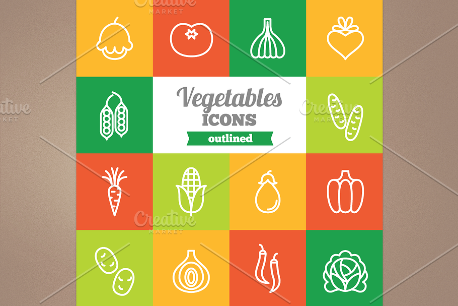Outlined vegetables icons in Graphics - product preview 8