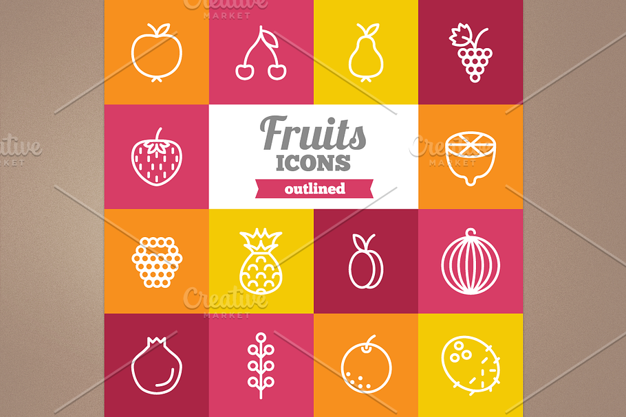 Outlined fruits icons in Graphics - product preview 8