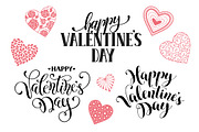 Valentine phrases & hearts set
