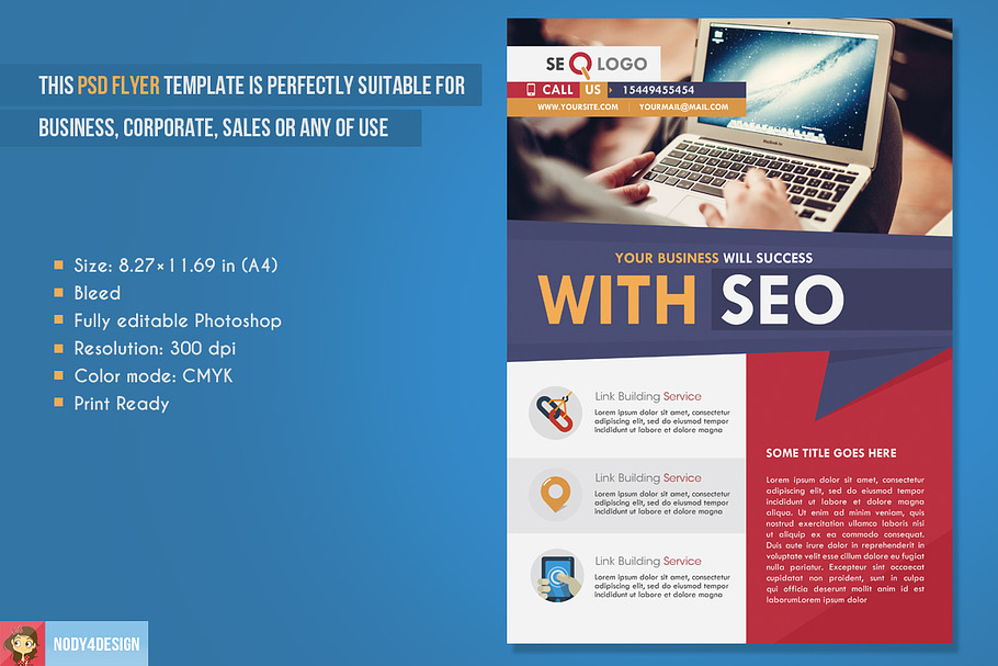 Flat Seo Flyer in Flyer Templates - product preview 8