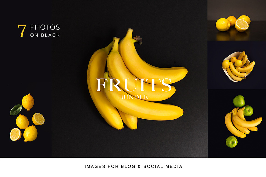 Fruits on black background