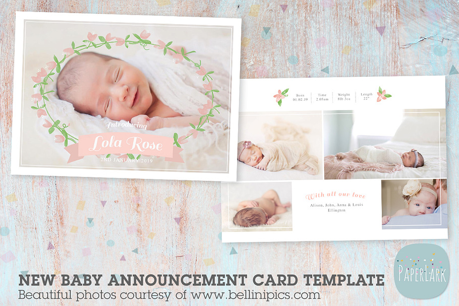 AN013 Newborn Baby Card Announcement in Card Templates - product preview 8