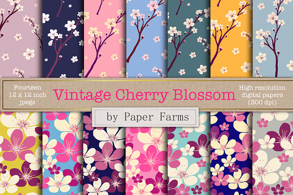 Vintage cherry blossom digital paper