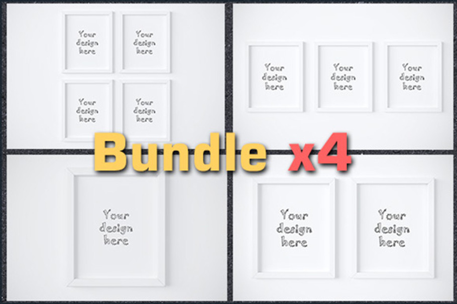 BUNDLEx4 white frame 8x10" mockup in Print Mockups - product preview 8