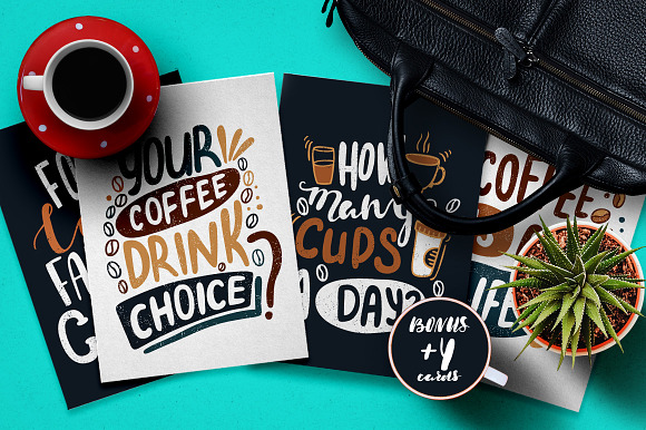 Handdrawn Coffee Quotes. Lettering. in Postcard Templates - product preview 6