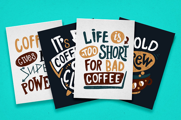 Handdrawn Coffee Quotes. Lettering. in Postcard Templates - product preview 7