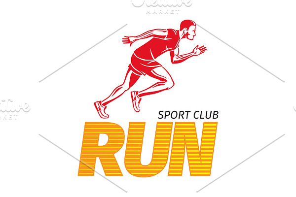 Run Sport Club. Jogging Man. Fast Jogger. Vector