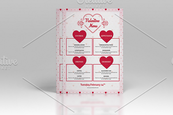 Valentine party menu flyer-V482