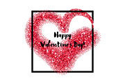 Glitter heart square frame for Valentines Day