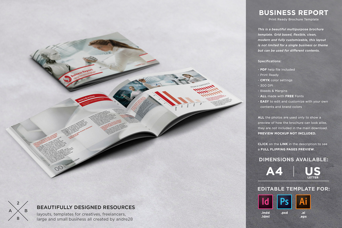 Business Report Template in Brochure Templates - product preview 8