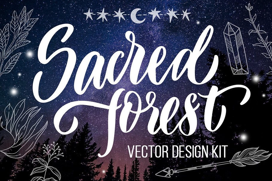Sacred forest- big vector design kit in Objects - product preview 8