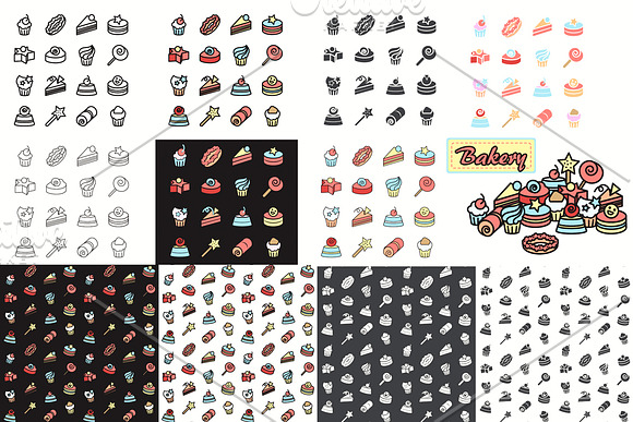 Cakes Elements in Happy Birthday Icons - product preview 3