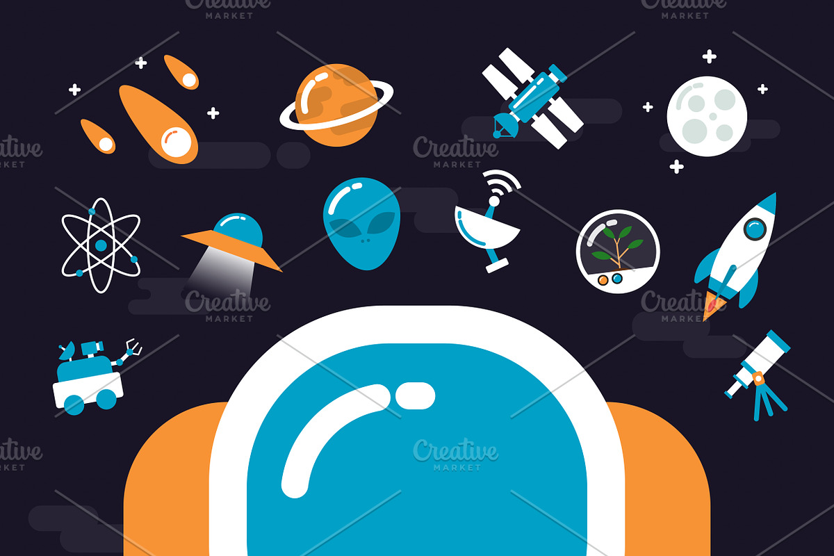 astronomy with icons in Illustrations - product preview 8