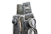Watercolor sketch of retro camera