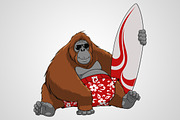 Funny monkey surfer