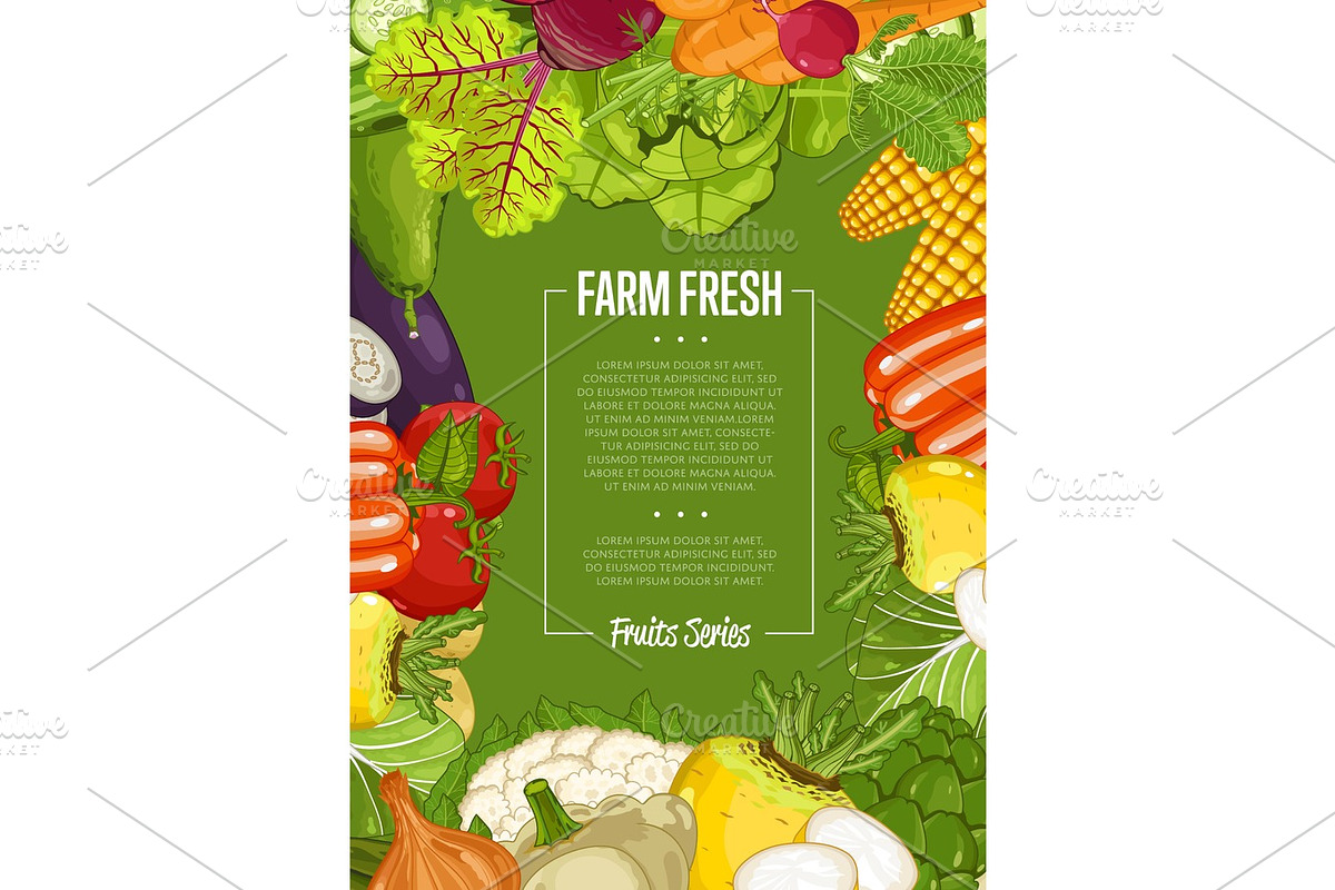 Fresh farm food banner with vegetable in Illustrations - product preview 8
