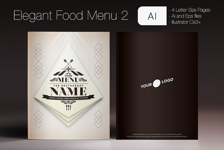 Elegant Food Menu 2 in Brochure Templates - product preview 8