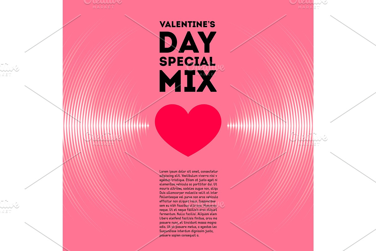 Valentine's Day card with vinyl tracks and heart in Illustrations - product preview 8