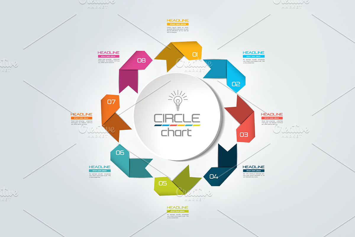 8 steps connected circle in Illustrations - product preview 8