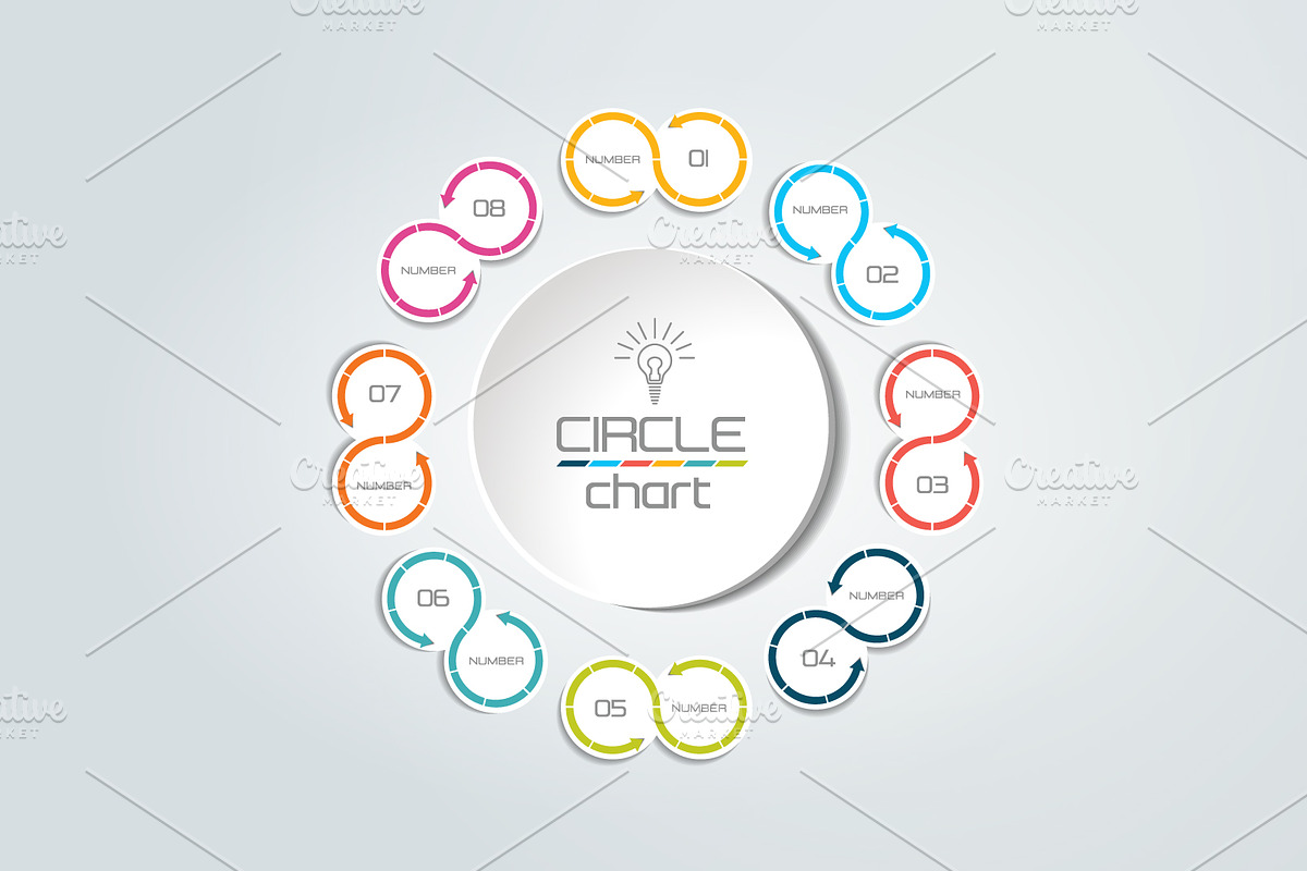 8 steps connected circle in Illustrations - product preview 8