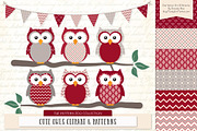 Owls Clipart & Patterns in Ruby