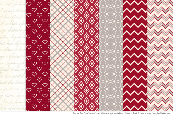 Owls Clipart & Patterns in Ruby in Illustrations - product preview 3