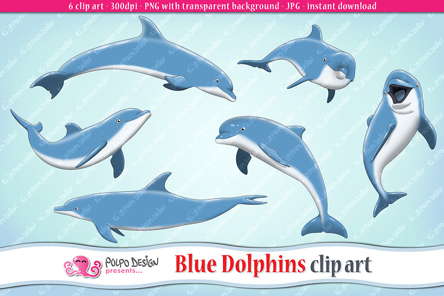 Blue Dolphins clip art in Objects - product preview 8