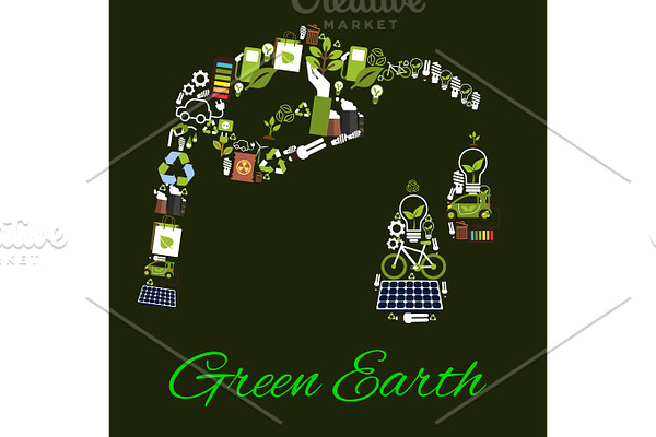 Green Earth environmental bio fuel vector poster