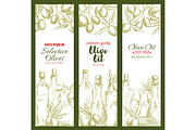 Olive oil sketch banner set for food theme design