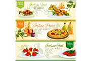 Italian cuisine dishes banner set for food design