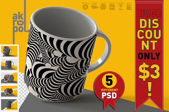 5 Mugs Mock Up in Product Mockups - product preview 4