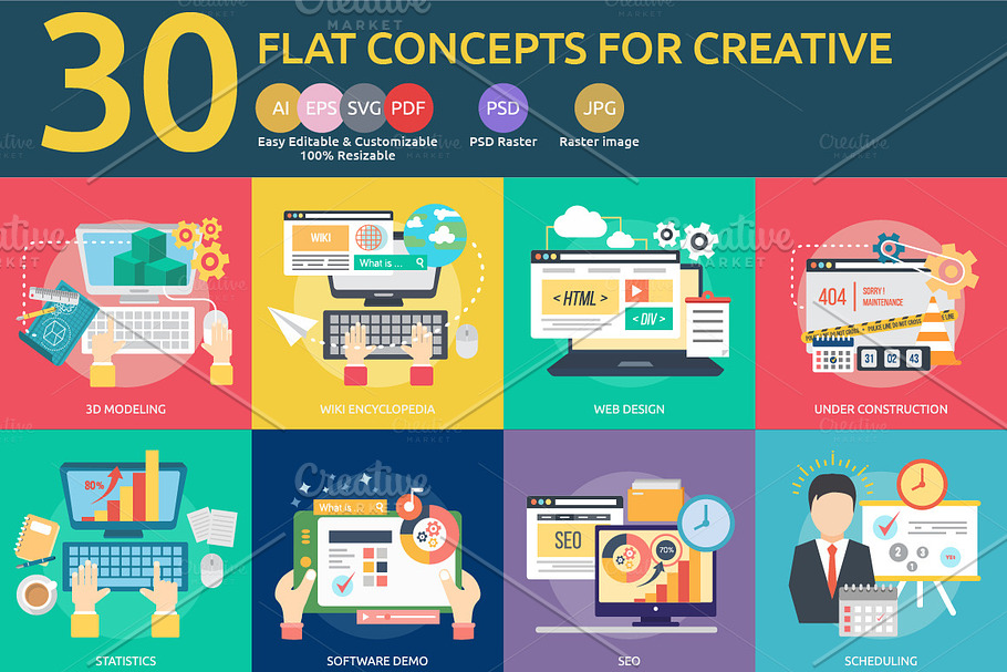 Flat Concepts for Creative Process in Graphics - product preview 8