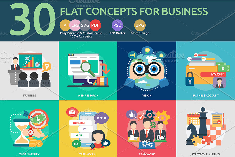Flat Concepts for Business Concept
