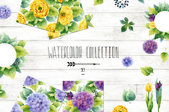 Watercolor floral collection in Illustrations - product preview 4