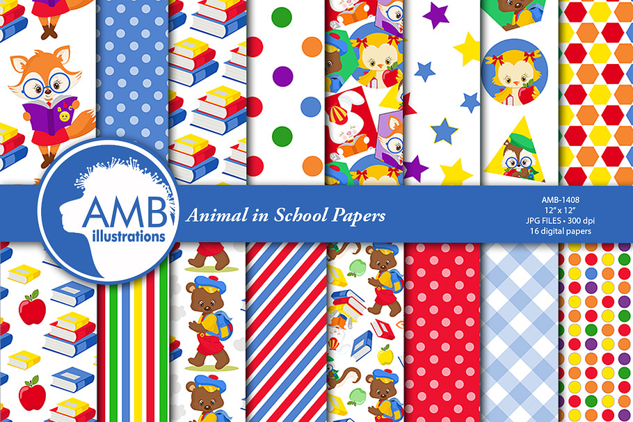Animal in school papers AMB-1408 in Patterns - product preview 8