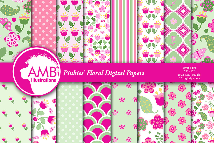 Pinkie's Floral Papers AMB-1410