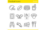American football. 12 icons. Vector