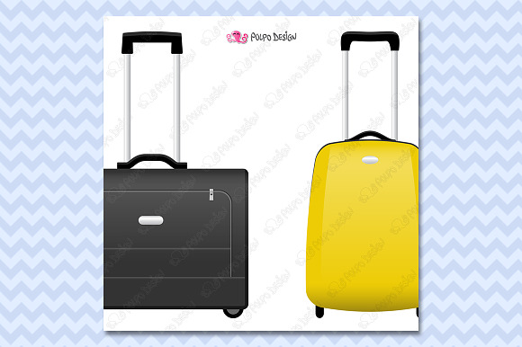 Rolling Suitcases clipart in Objects - product preview 1