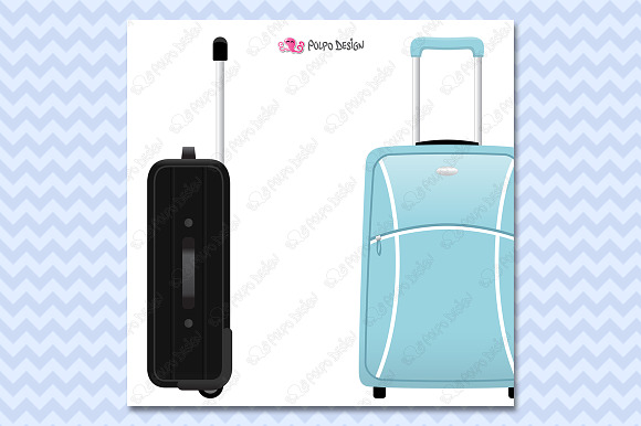 Rolling Suitcases clipart in Objects - product preview 2
