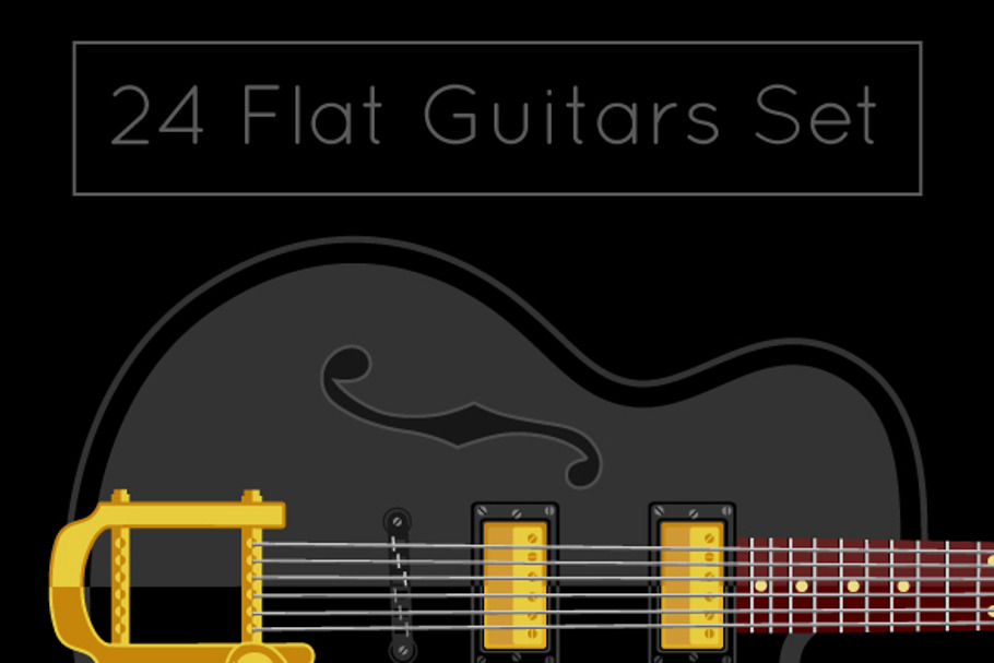 24 flat guitars set in Illustrations - product preview 8